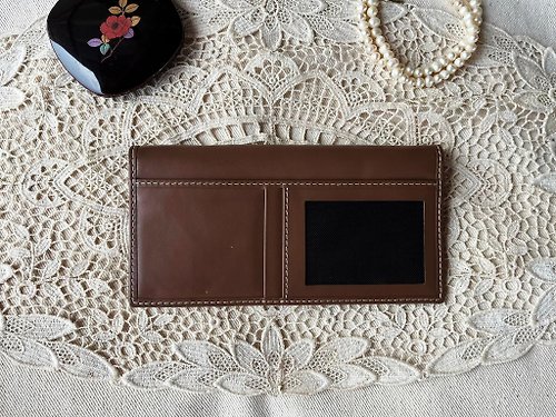 puremorningvintage 1976 LANCEL Paris Chocolate Brown Genuine Leather Long Wallet