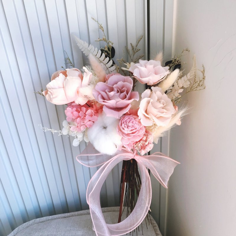 永生捧花。新娘捧花。婚紗捧花。登記捧花。結婚。婚禮。乾燥捧花 - 乾燥花/永生花 - 植物．花 
