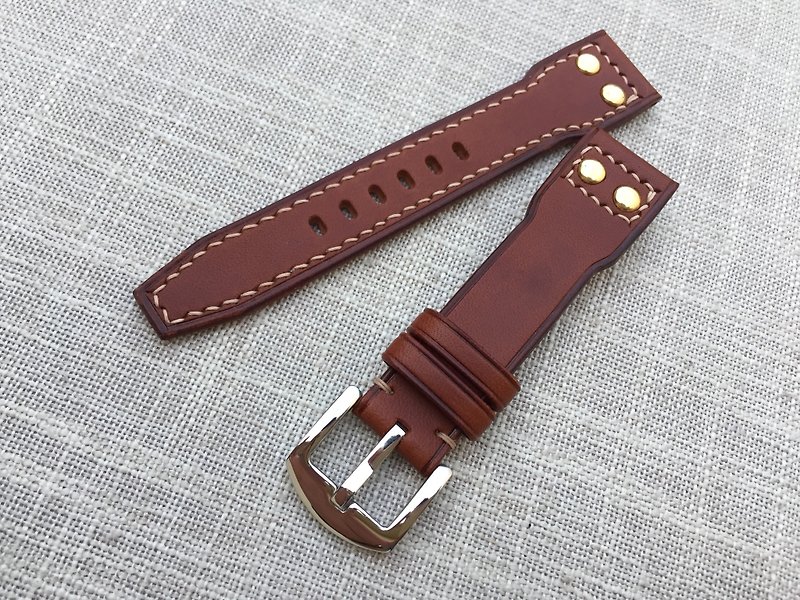 Rivet Flying Watch Strap/Handmade Strap/Leather Strap/Custom Strap - Watchbands - Genuine Leather Brown