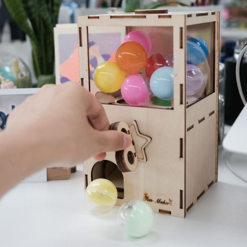 Fun-Maker設計 【DIY手作禮物】mini木製迷你扭蛋機-送15顆扭蛋 辦公室療癒小物