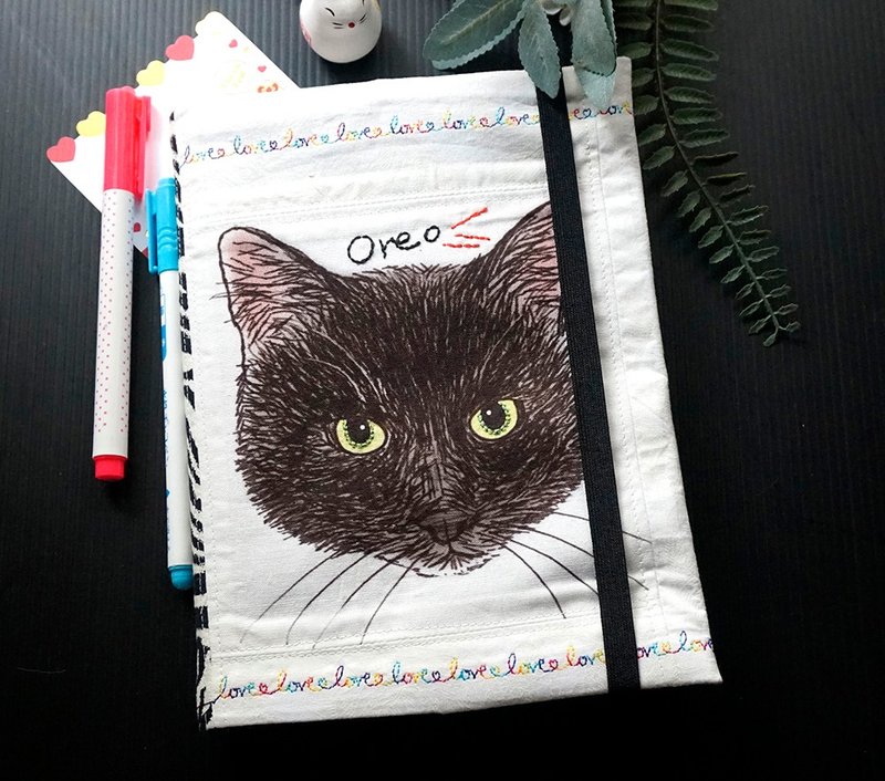 Oreo 貓咪手帳本 - 筆記本/手帳 - 棉．麻 黑色