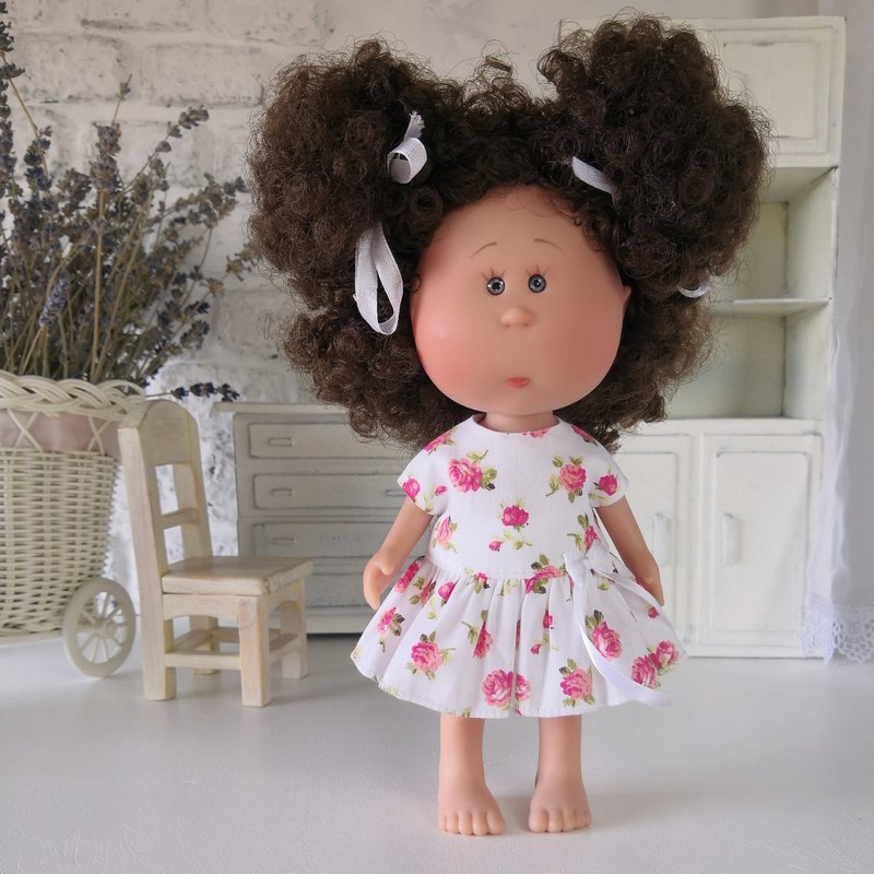 Sleeveless summer dress for Nines D'onil Mia 9'. Doll clothes - ตุ๊กตา - ผ้าฝ้าย/ผ้าลินิน 