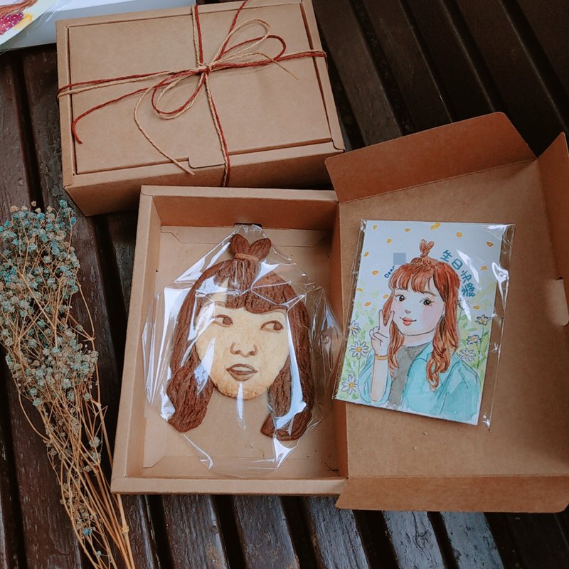 【Customized gift】Birthday gift|| Gift box with face-like painting ─ painting + portrait biscuit - Handmade Cookies - Other Materials 