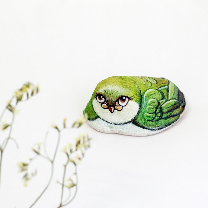 Green bird.stone painting art for gift. - Other - Stone Green