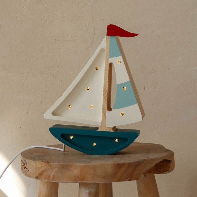 波蘭 Little Lights 木作造型夜燈(帆船) - 燈具/燈飾 - 木頭 白色