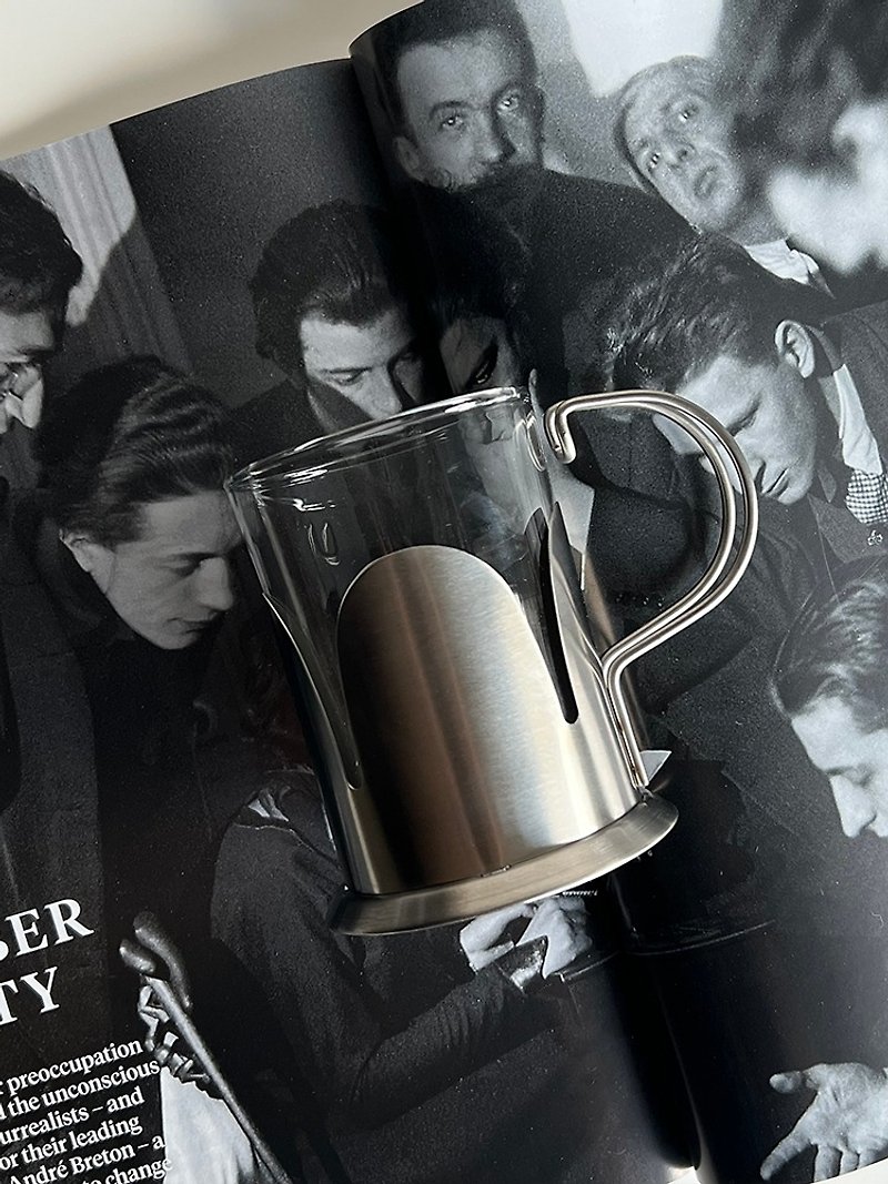 Germany/ 1990s Simax Glass Cup with Metal Holder - แก้วมัค/แก้วกาแฟ - แก้ว สีใส