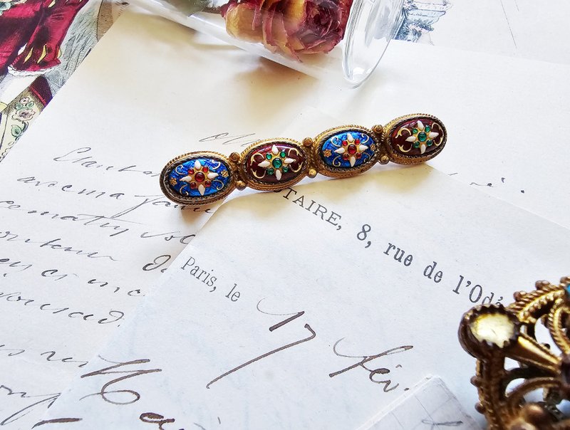 Bressans emaux antique brooch【French antique jewelry】 - Brooches - Enamel Multicolor