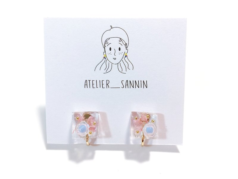 Transparent side of the candle - ear clip hand earrings [can be customized ear needle] - Earrings & Clip-ons - Other Materials Multicolor