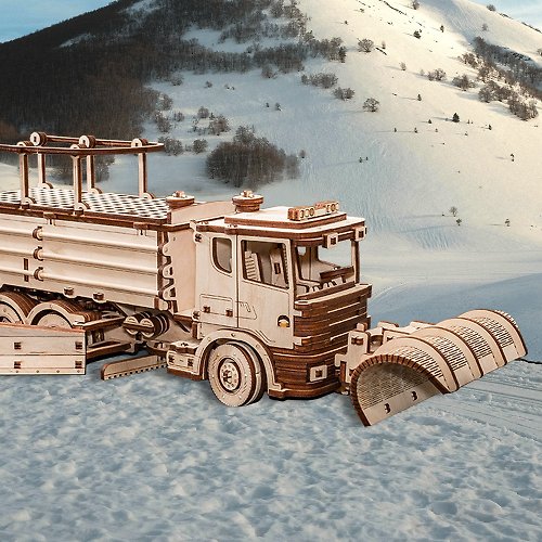 質木模型 手作動力模型 力士除雪車 木製組合可動玩具
