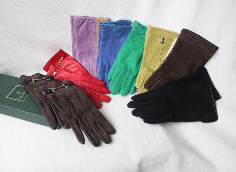 FOAK vintage 80s Gucci/Celine/Dior antique gloves - ถุงมือ - ขนแกะ 