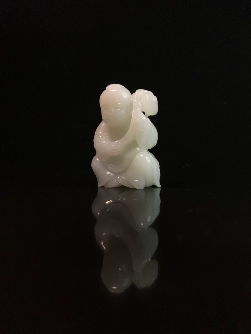 清乾隆  白玉持靈芝童子 - 擺飾/家飾品 - 玉石 