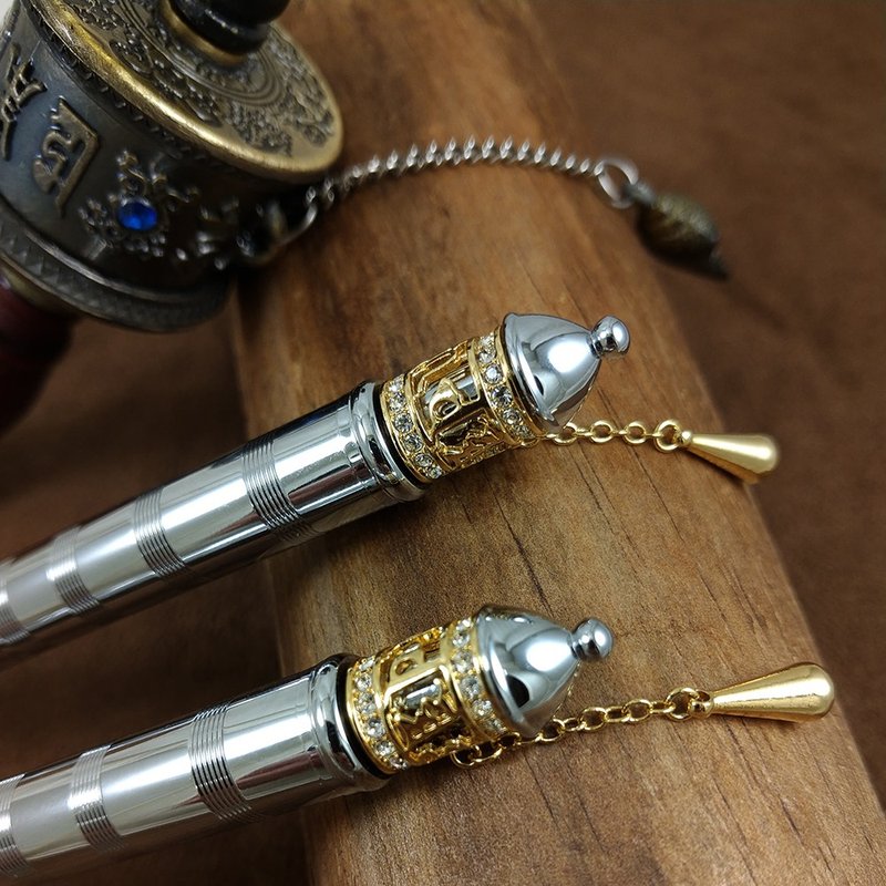 【DT&CREATION】Turn a prayer wheel and pray for blessings ball pen | - Ballpoint & Gel Pens - Other Metals 