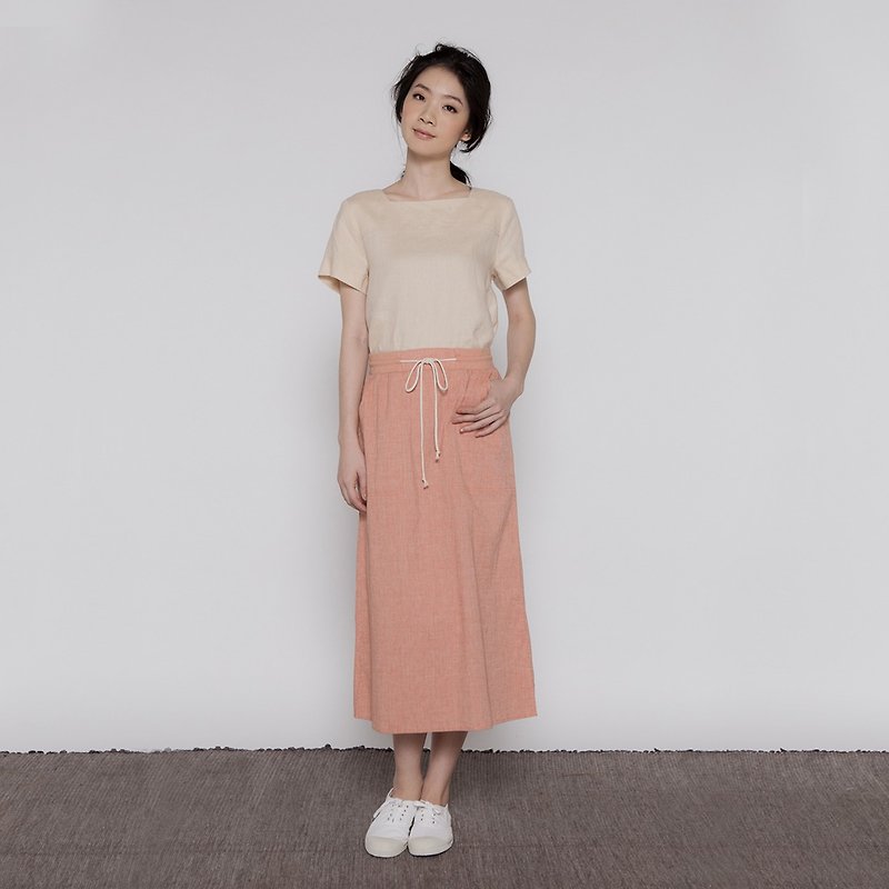 Gardening Cozy Midi Skirt Gardener Cozy Midi Skirt - กระโปรง - ผ้าฝ้าย/ผ้าลินิน สีส้ม