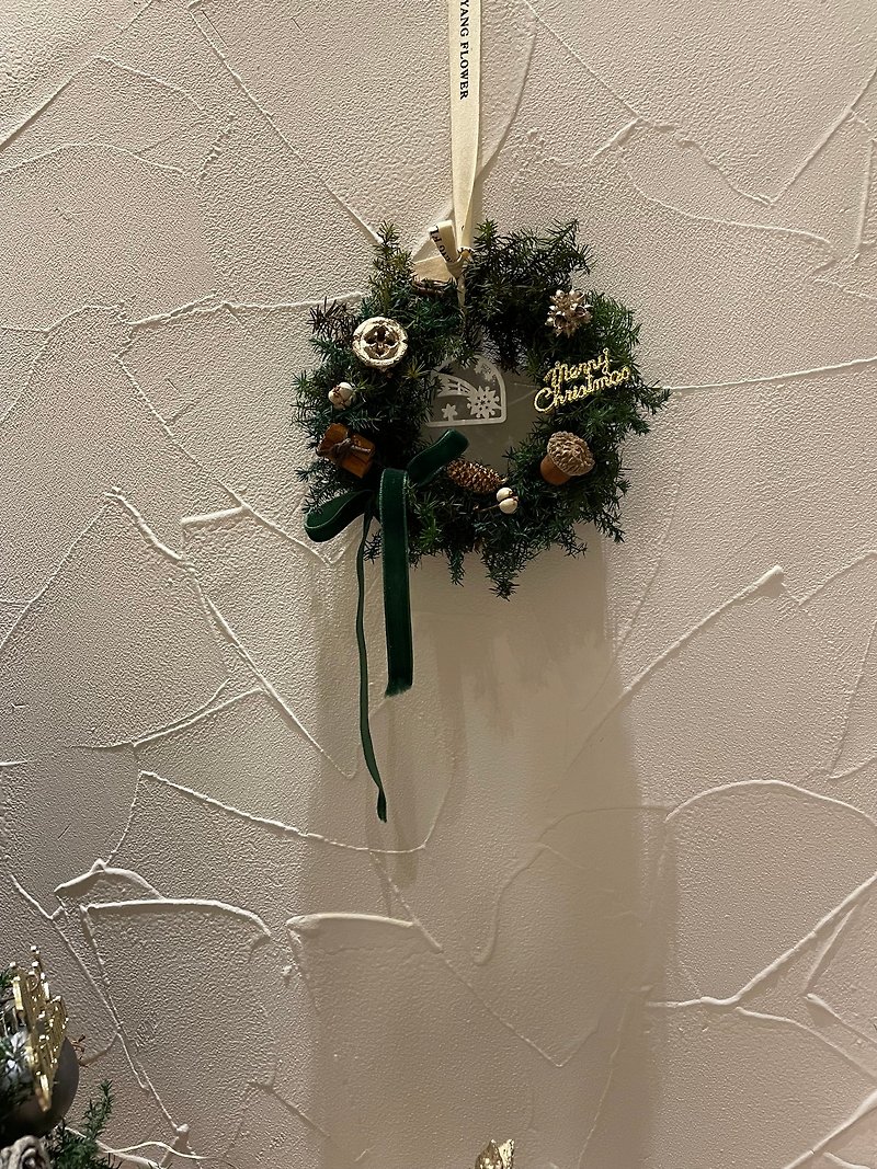 Christmas wreath/mini wreath/Christmas gift/exchange gift/everlasting Christmas wreath - ช่อดอกไม้แห้ง - พืช/ดอกไม้ 