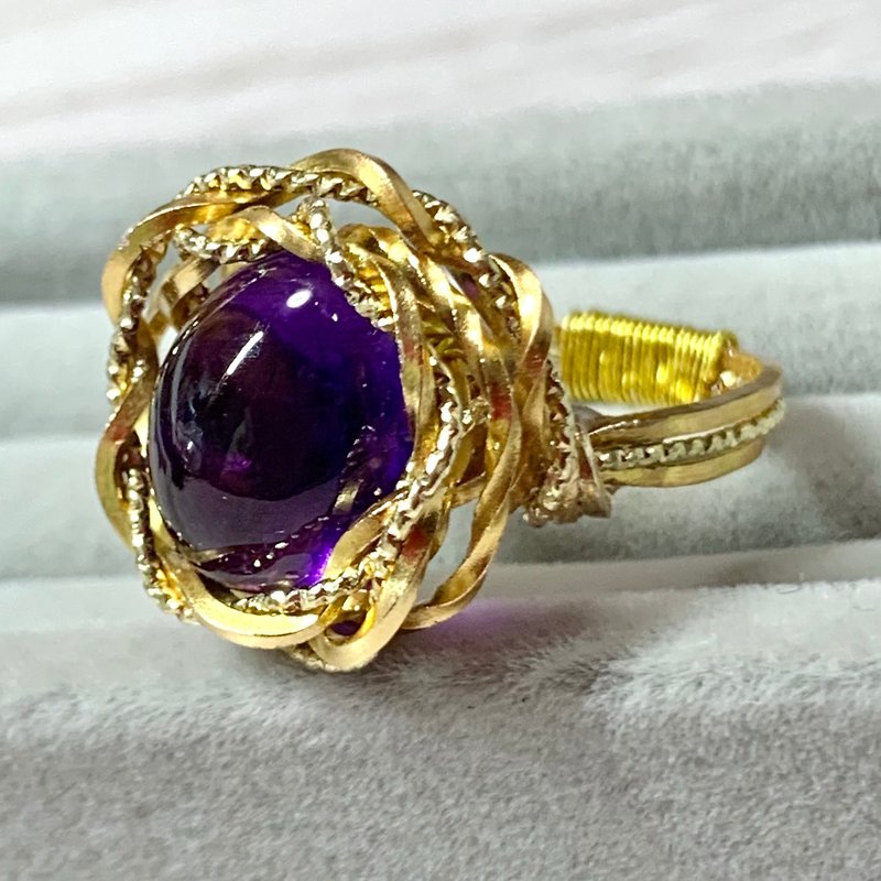 handmade ring, amethyst cabochon loose - General Rings - Semi-Precious Stones Purple