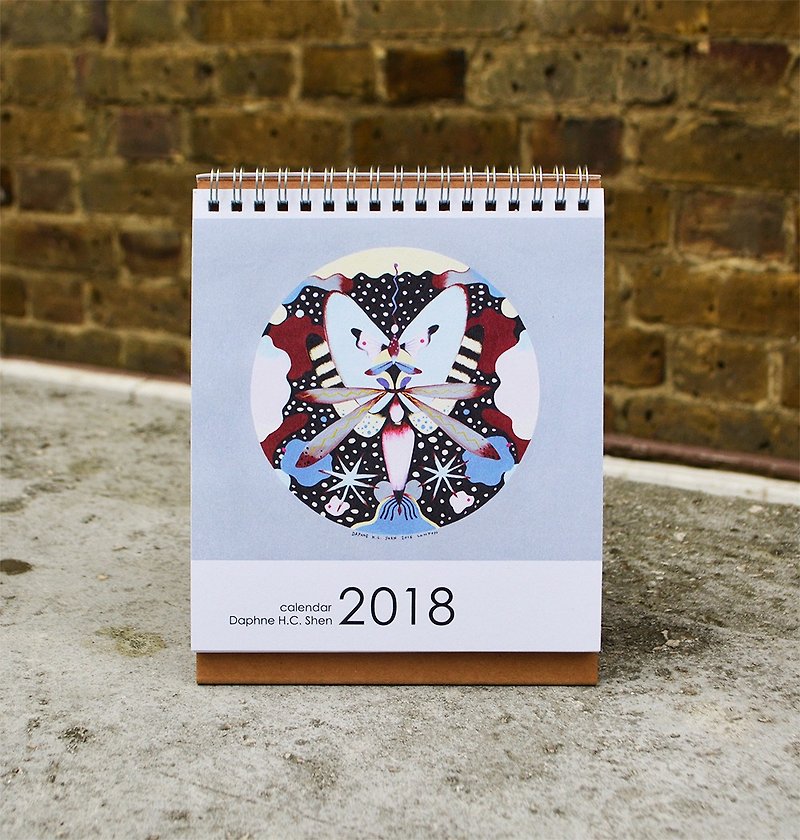 選択肢のダフネHCシェンユニークな手描きスタイルのレトロ2018卓上カレンダー/カレンダー/カレンダー/カレンダー新年の贈り物 - カレンダー - 紙 多色