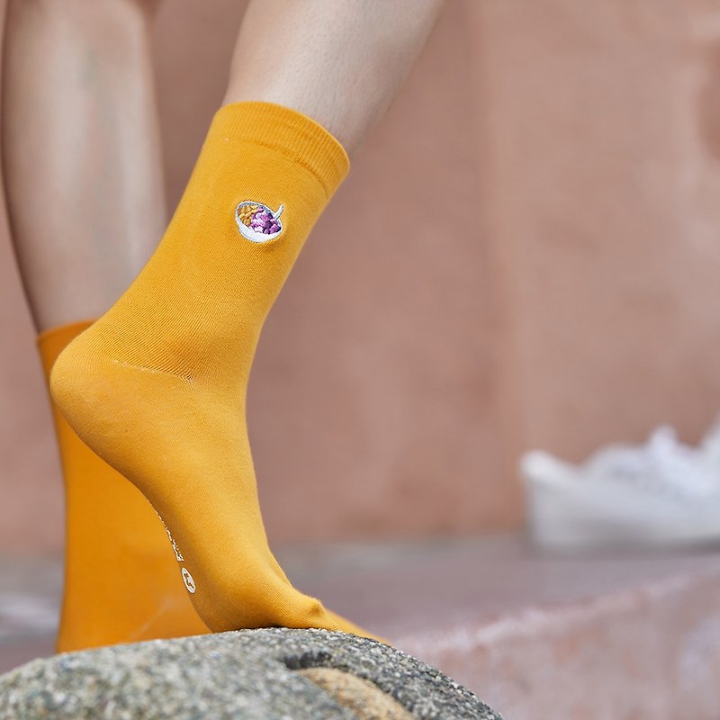 Embroidered Socks-Taro Balls Stockings|Middle Socks|Same Style for Men and Women - ถุงเท้า - ผ้าฝ้าย/ผ้าลินิน 