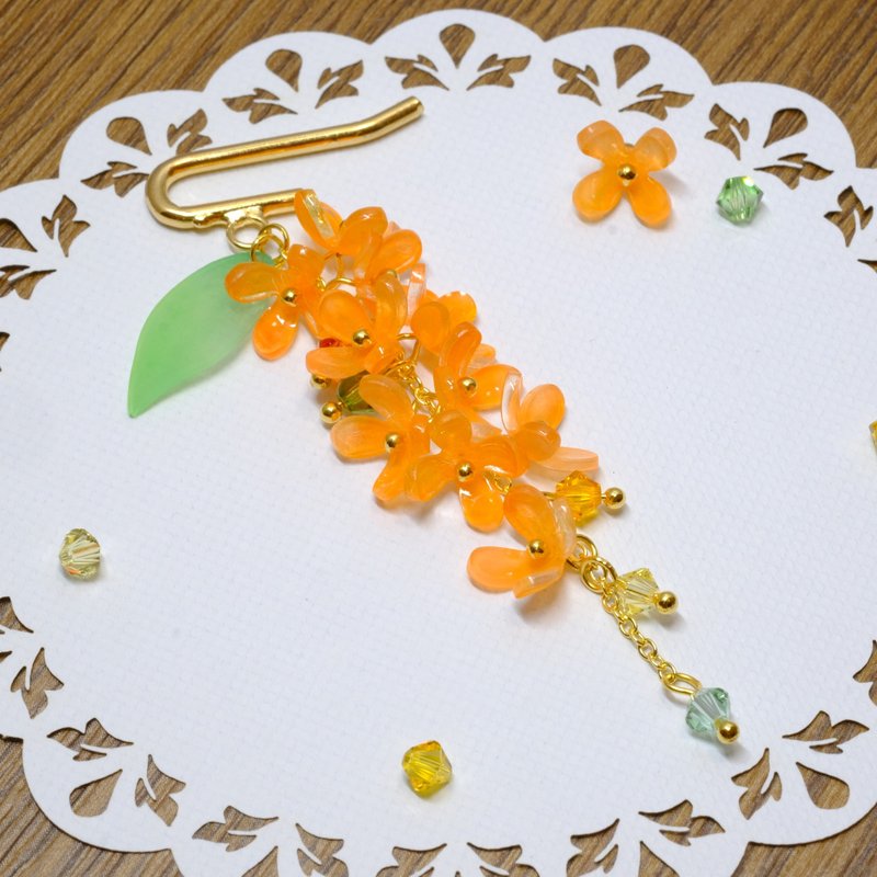 Osmanthus pony hook 【Flowers in the Moonlight】 - Hair Accessories - Plastic Orange