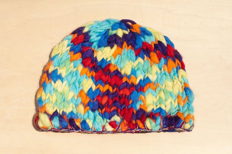 Valentine's Day gift a limited edition of hand-woven pure wool cap / knit hat / knitted caps / bristles hand-woven caps / wool cap - thick line of ice cream color wool caps - Hats & Caps - Wool Multicolor