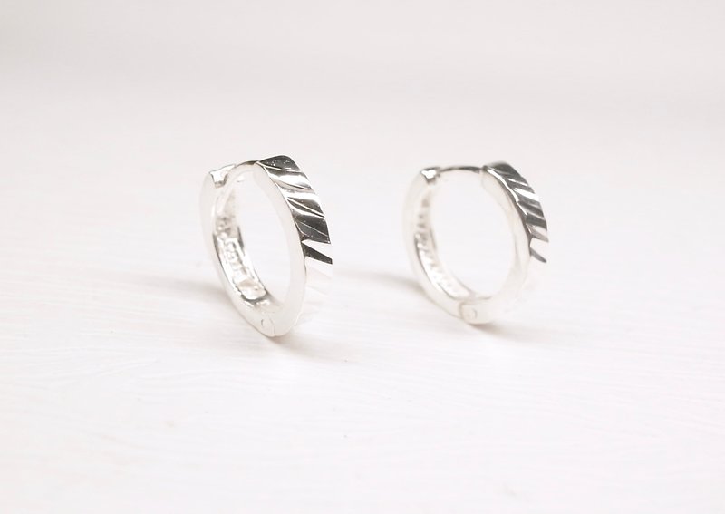 Two hair [silver width 2.5mm thick solid wood small circle earrings] a pair - Earrings & Clip-ons - Other Metals Silver