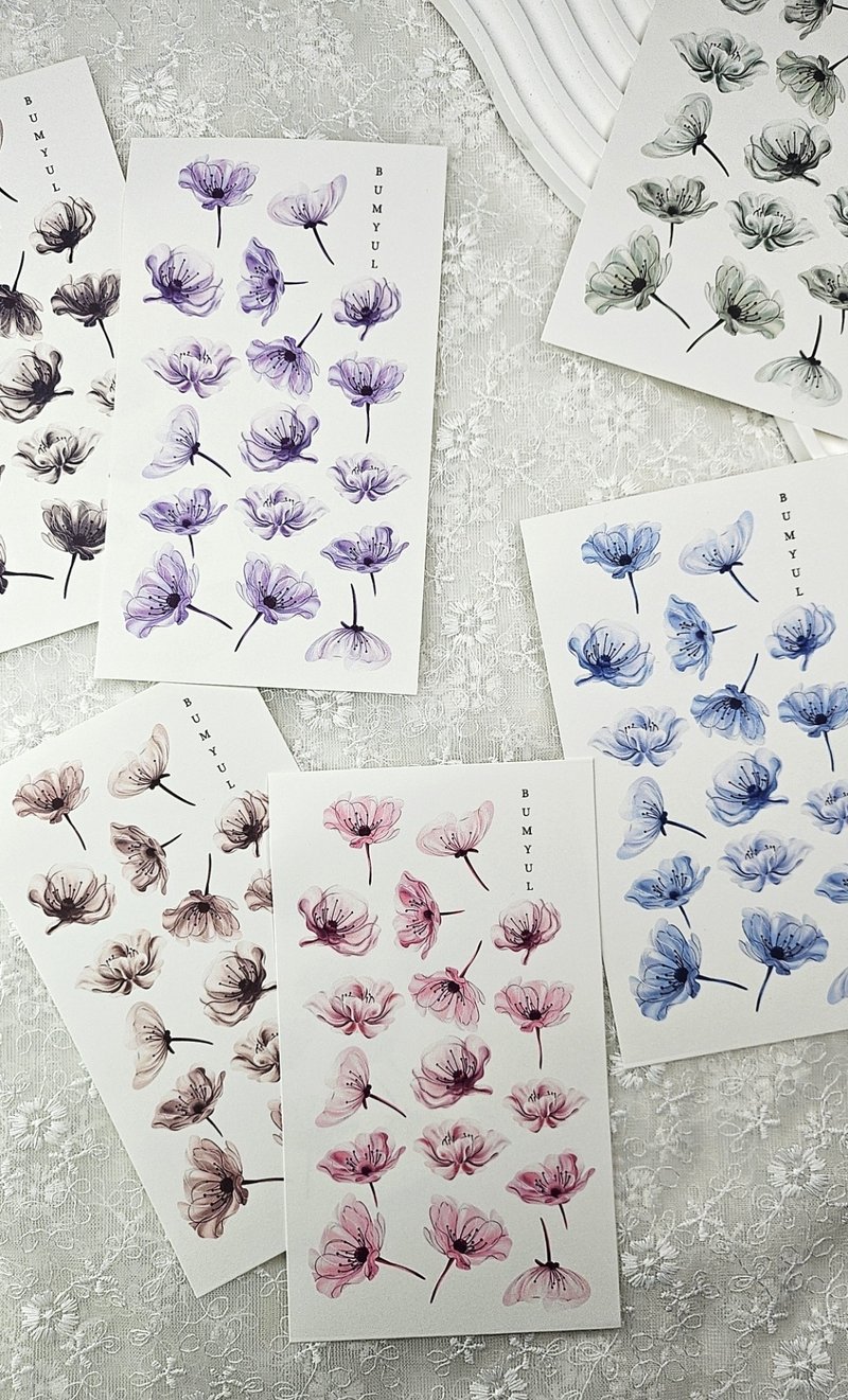 Quiet Watercolor Flower Collage Background Paper - 便條紙/便利貼 - 紙 多色