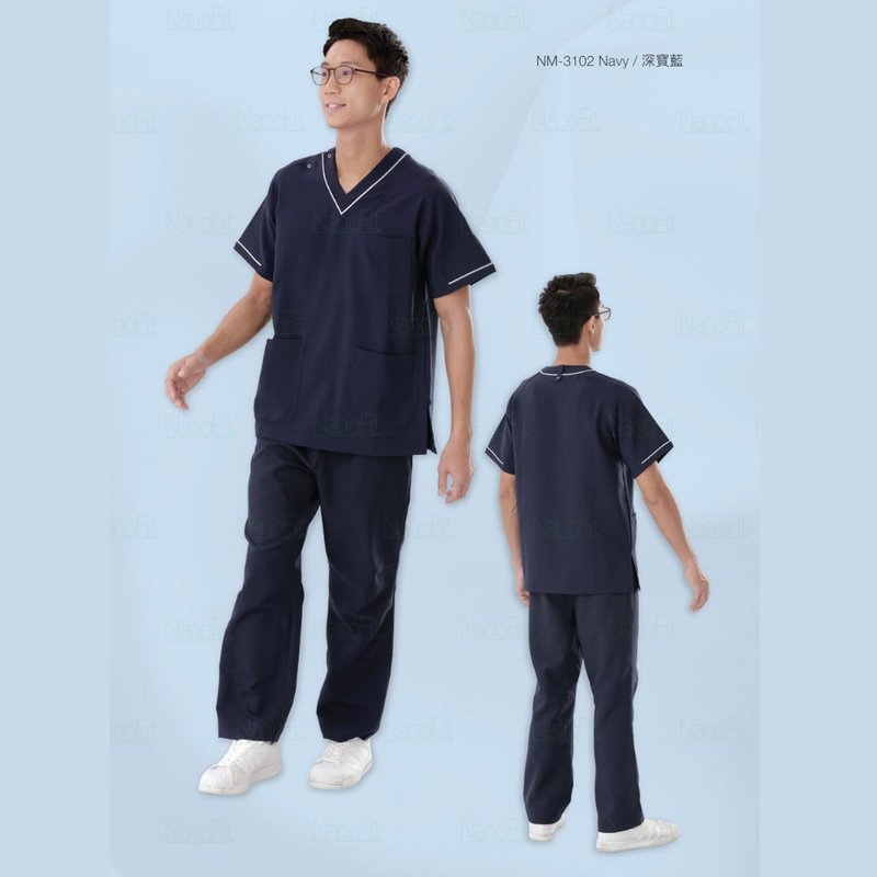 Loose fit anti-bacterial dentist nurse clinical top NM3102 - เสื้อยืดผู้ชาย - เส้นใยสังเคราะห์ สีน้ำเงิน