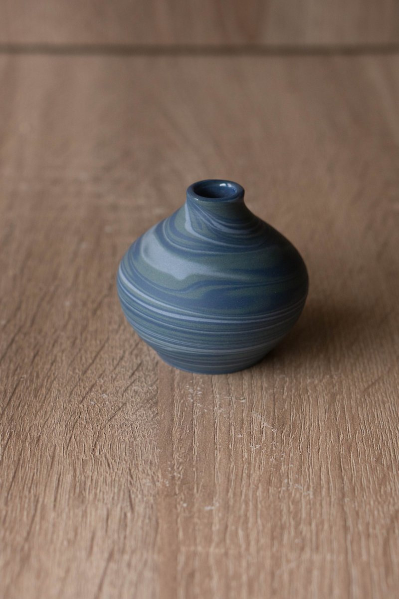 Blue green nerikomi bud vase - Pottery & Ceramics - Porcelain Blue