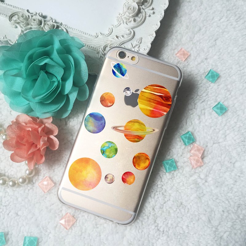 Space Planet Earth pattern Clear TPU Phone Case  iPhone X 8 8 plus 7 7+ Samsung - Phone Cases - Silicone Transparent