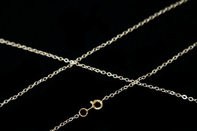 【加購區】2mm 鍍金扁O銅鏈、鍍金夾珠銅鏈 (可客製長度) - 項鍊 - 其他金屬 金色