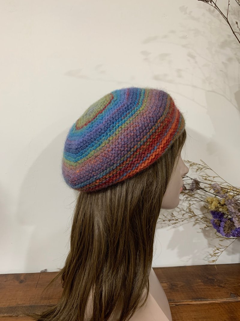 Three-dimensional beanie hat. blue sky. Hand made. It can also be worn by people with small heads or elementary school children. - Hats & Caps - Wool Multicolor