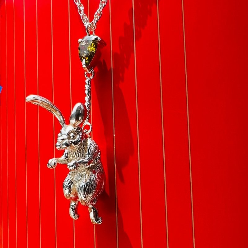 Little Wish Series-Rabbit Sterling Silver Animal Necklace Animal sliver Necklace - สร้อยคอ - เงินแท้ สีเงิน