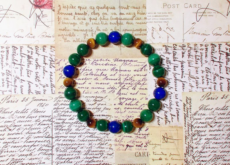 [Oz] peacock Stone lapis lazuli tiger eye Stone bracelet - Bracelets - Crystal 