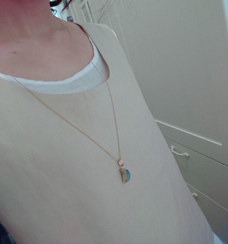 Long necklace - some blank - สร้อยคอยาว - โลหะ สีน้ำเงิน