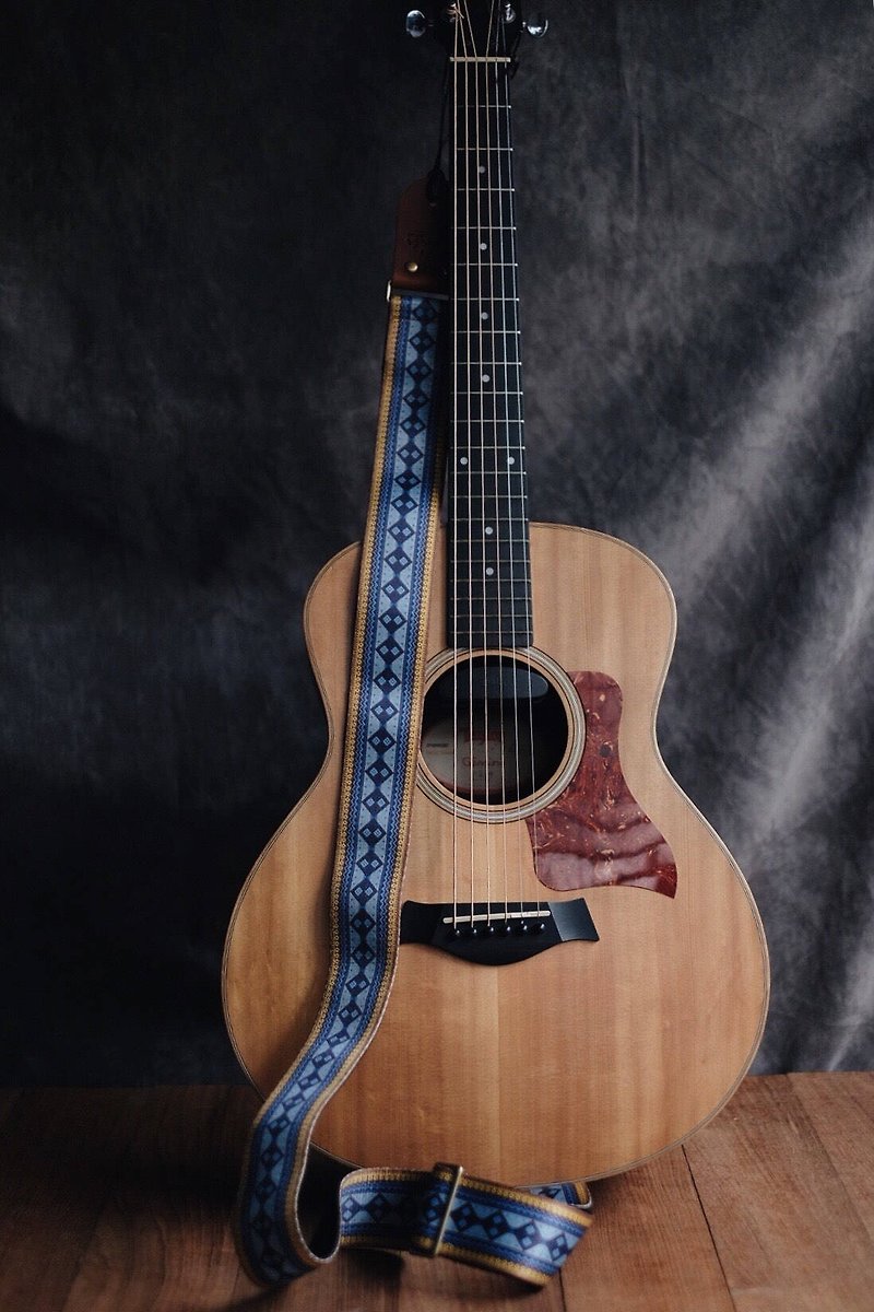 Blue Retro Guitar Strap - Guitars & Music Instruments - Genuine Leather Blue