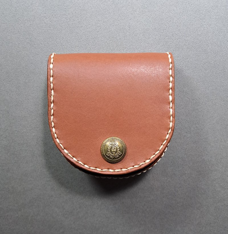uriah handmade leather vegetable tanned leather coin purse horseshoe bag retro wheel bag - Coin Purses - Genuine Leather 