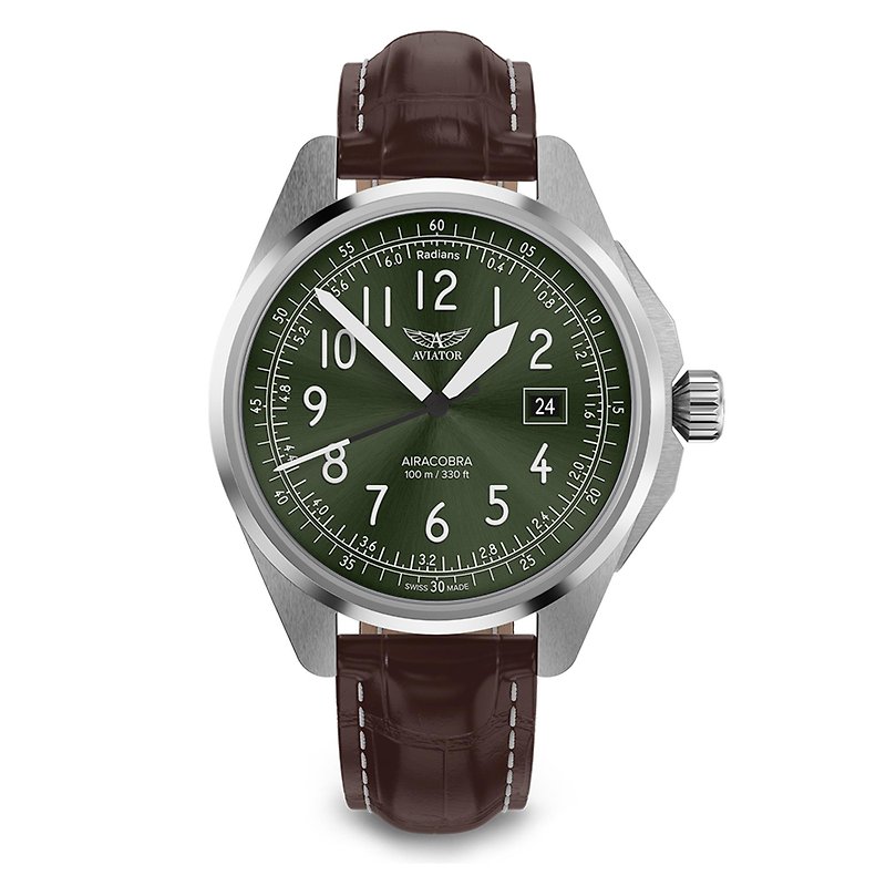 AIRACOBRA P43 TYPE B aviation style watch - Men's & Unisex Watches - Stainless Steel Silver