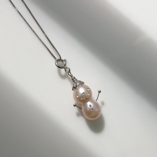 Bridal Secret Jewelry 聖誕手作限定款-聖誕節小雪人吊墜- 925 純銀淡水珍珠吊墜【換季