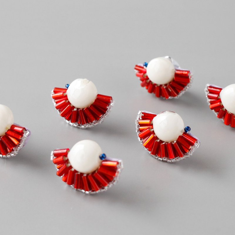 Mandarin Red* [Kotori] - Earrings & Clip-ons - Other Materials Red