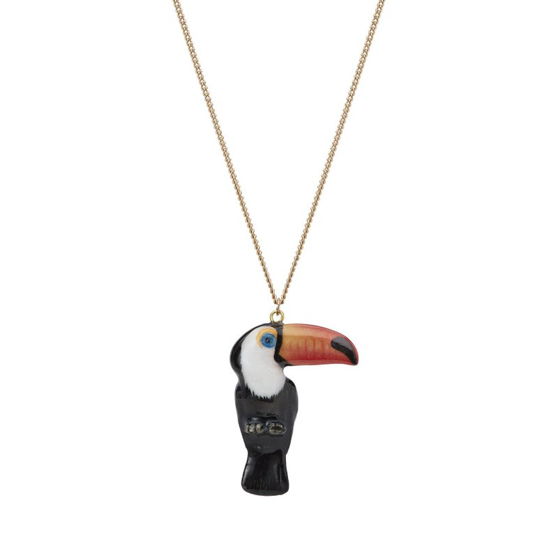 AndMary 手繪瓷項鍊-巨嘴鳥 禮盒包裝 Toucan Necklace - 項鍊 - 瓷 黑色