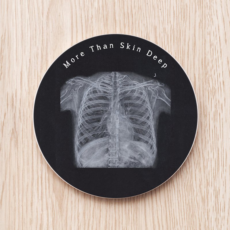 胸部X光客製陶瓷杯墊/醫學 解剖 生物 科學 放射科 黑白 - 杯墊 - 瓷 綠色