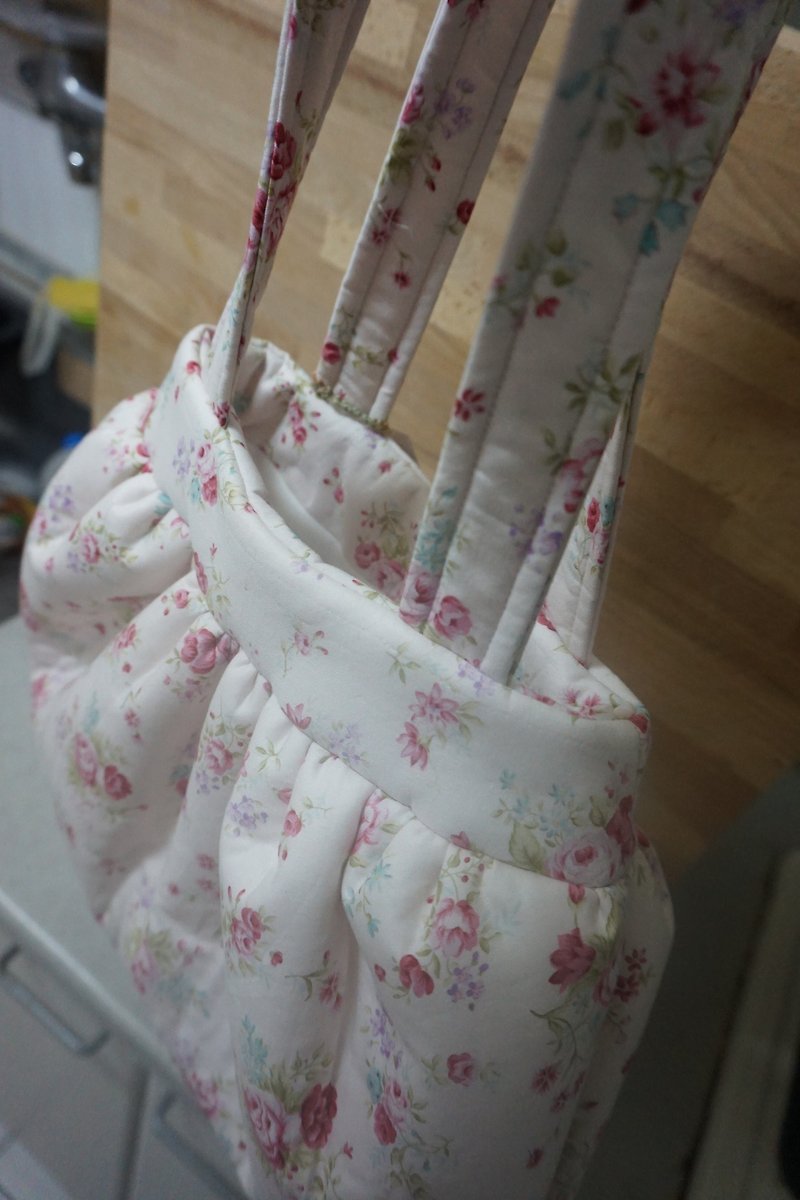 I ruffle bag series rose tenderness - straps longer section (for shoulder) - Handbags & Totes - Cotton & Hemp Pink
