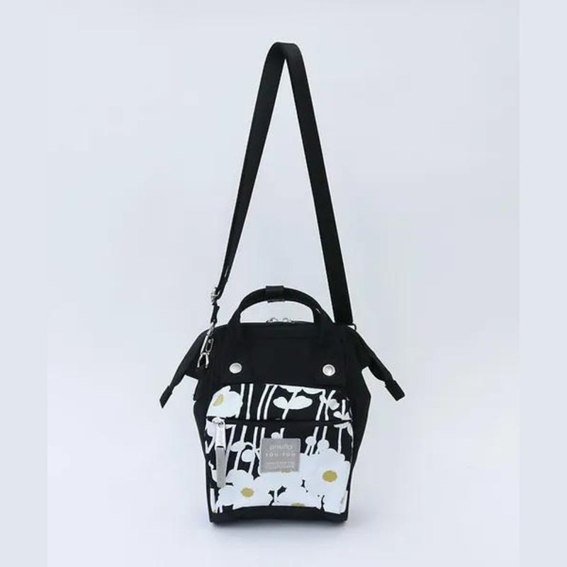 Anello x SOU SOU 聯名 超迷你輕便兩用口金袋 SAIS019 - 黑色 - 側背包/斜背包 - 聚酯纖維 黑色