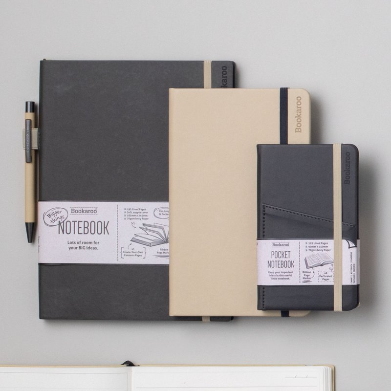 A5皮質橫線筆記本 書寫筆記日記本學習本文具 Bookaroo英國進口 - 筆記本/手帳 - 其他材質 