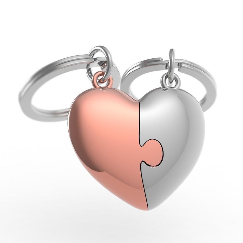 【Metalmorphose】MTM粉色心型拼圖鑰匙圈 愛心吊飾/禮品 - 鑰匙圈/鑰匙包 - 其他金屬 粉紅色