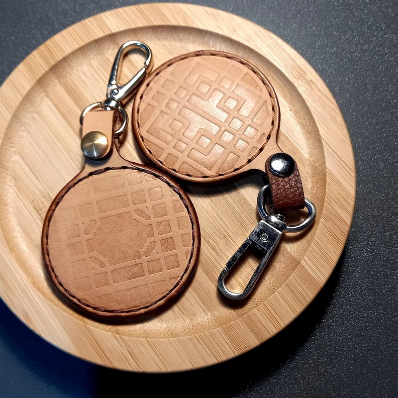 All-in-one card leather key ring【Window series】 - Keychains - Genuine Leather 