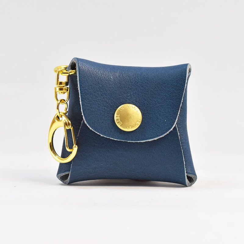 栃木レザー 四角コインケース キーホルダー  Coinpurse Accessorycase 日本製【Navy】JAK058 - 零錢包/小錢包 - 真皮 藍色