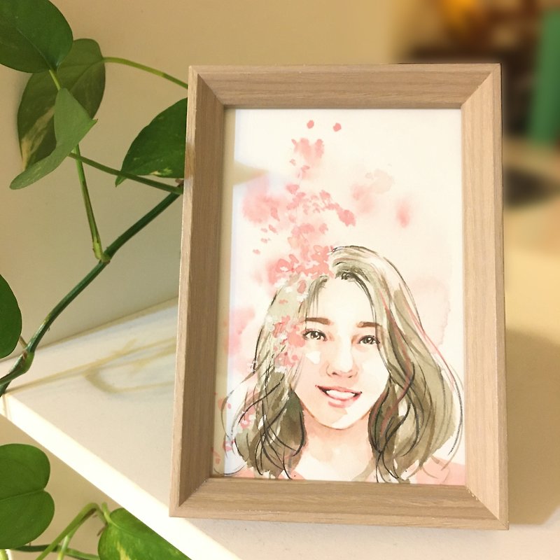 Portraits | Custom Portraits | Painted Faces-Sweet Watercolor Style (with Photo Frame) - Customized Portraits - Paper Multicolor