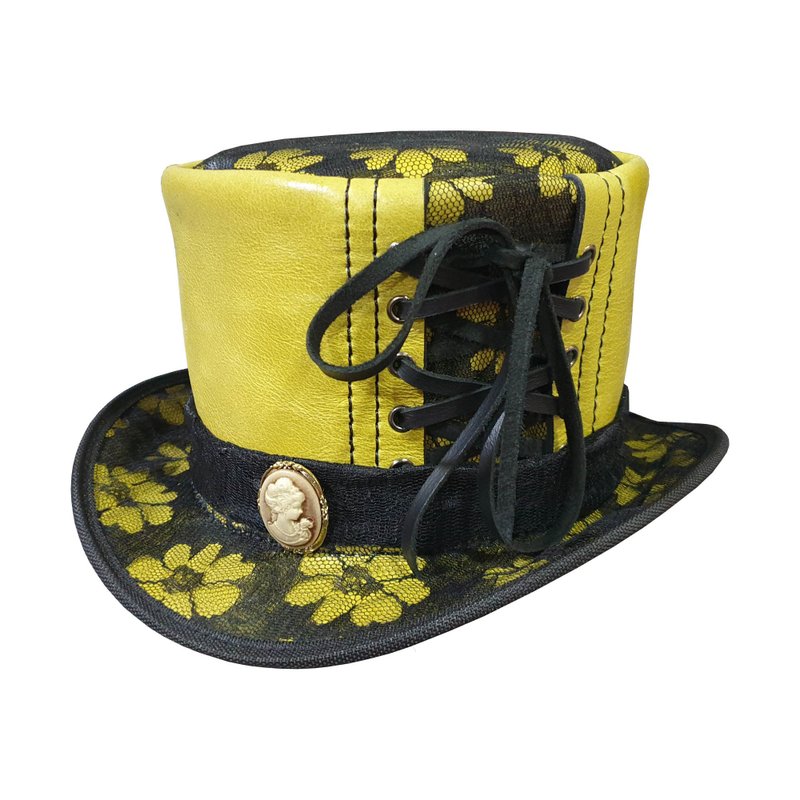 Steampunk Ladies Leather Top Hat - 帽子 - 真皮 黑色