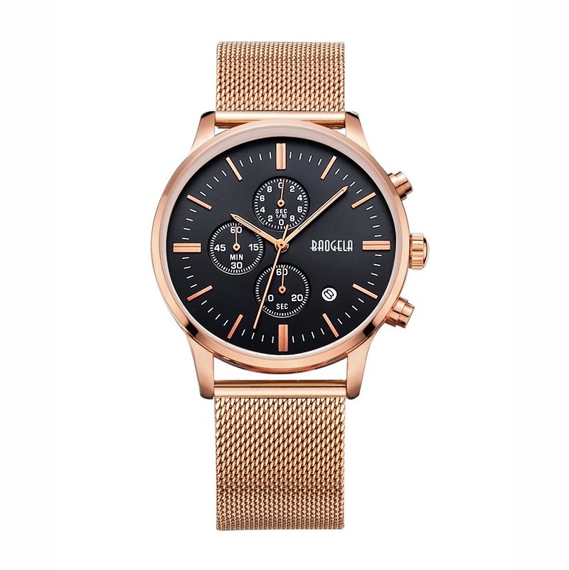 BAOGELA  -  STELVIO Collectionローズゴールドブラックダイヤル/ミラノストラップ調節可能腕時計 - 腕時計 - 金属 ゴールド