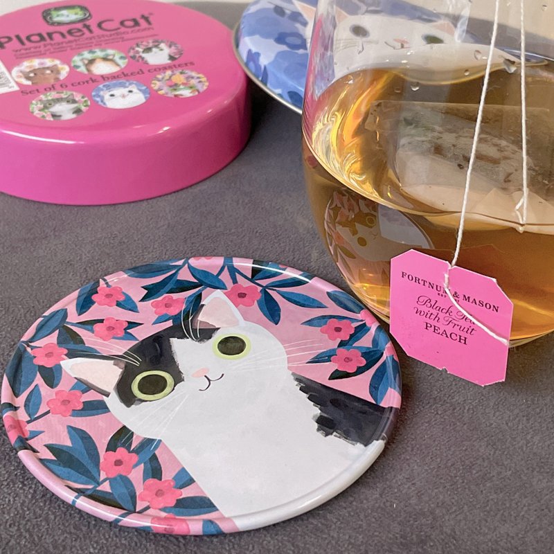 [British Candy House] Planet Cat Coaster Set-6 pieces - ที่รองแก้ว - วัสดุอื่นๆ หลากหลายสี